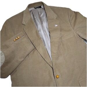 Vintage Corduroy Blazer‎ Mens 46L Tan Suede Elbow Patch Jacket Ivy League Preppy